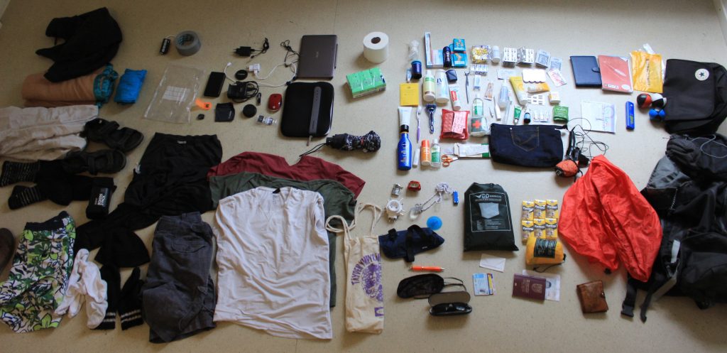 Items to pack for a trip around the world. Packing for a round the world trip list.