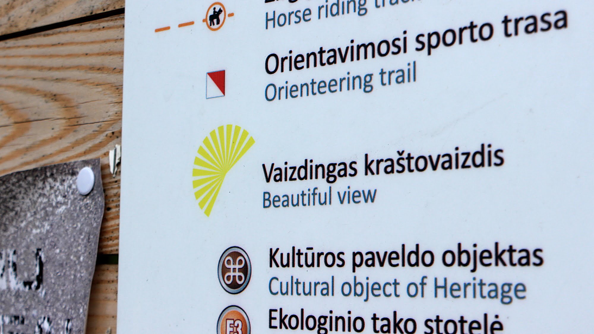 An outdoor map with a symbol marking a beutiful view in Šiauliai, Lithuania.