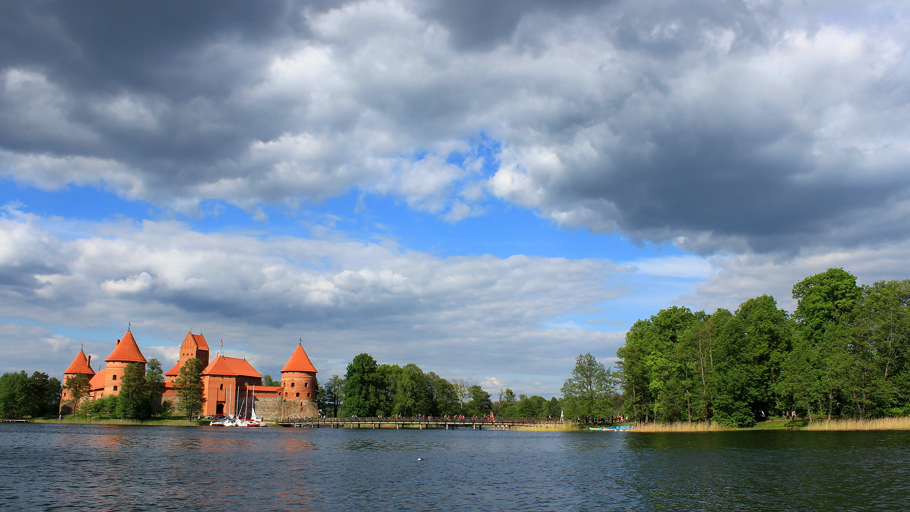 The historical Trakai Castle in Lithuania with a beautiful surrounding scenery.