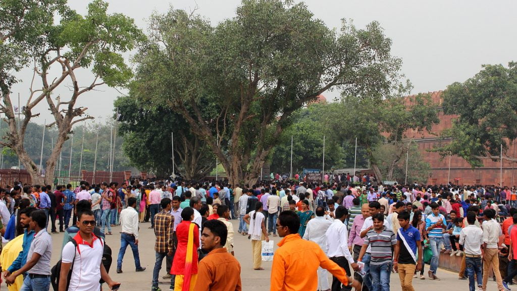 Indian crowd near Red Fort, Delhi.