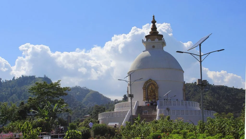 The World Peace Pagoda of Pokhara.