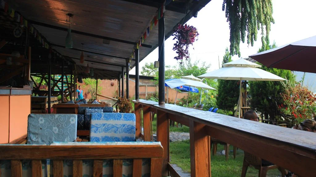 The terrace of Lotus Corner and Restaurant in Northern Lakeside of Pokhara.