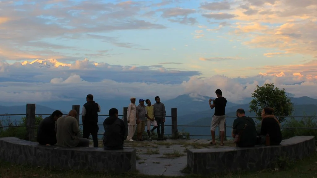 Spotting the mountains at sunset in Tundikhel, Nepal.