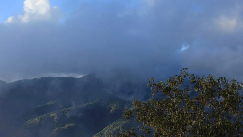 Weather in Daman, Nepal. Clouds covering the view of the montains.