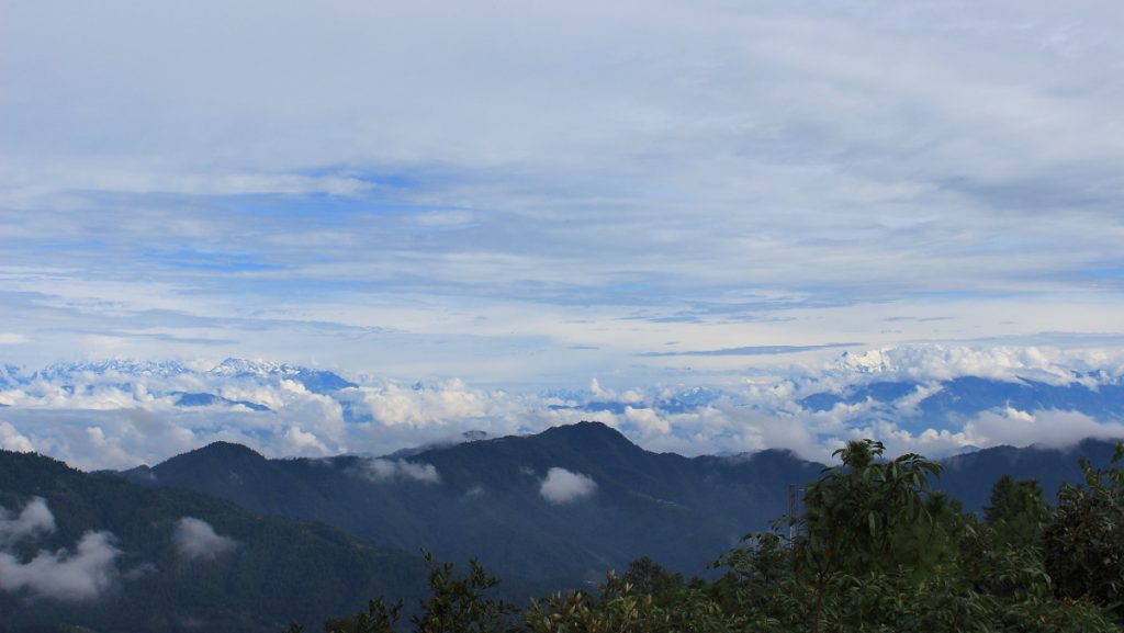 The Himalayas in the horizon as viewed from the view tower of Daman Mountain Resort.