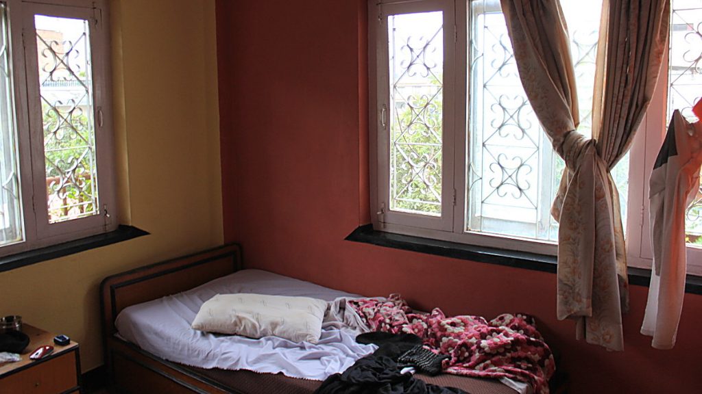 A guesthouse room in Paknajol.