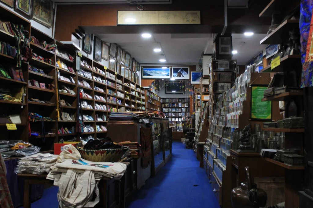 First floor of Pilgrim Book House bookstore in Thamel.