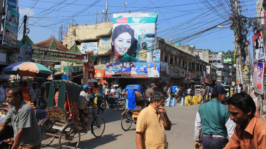 People of Bangladesh. Crowded street junction in Khulna, Bangladesh. 2-year world trip itinerary.