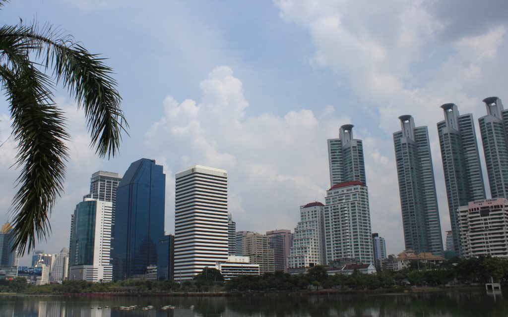 Skyscrapers near Sukhumvit in Bangkok, Thailand.