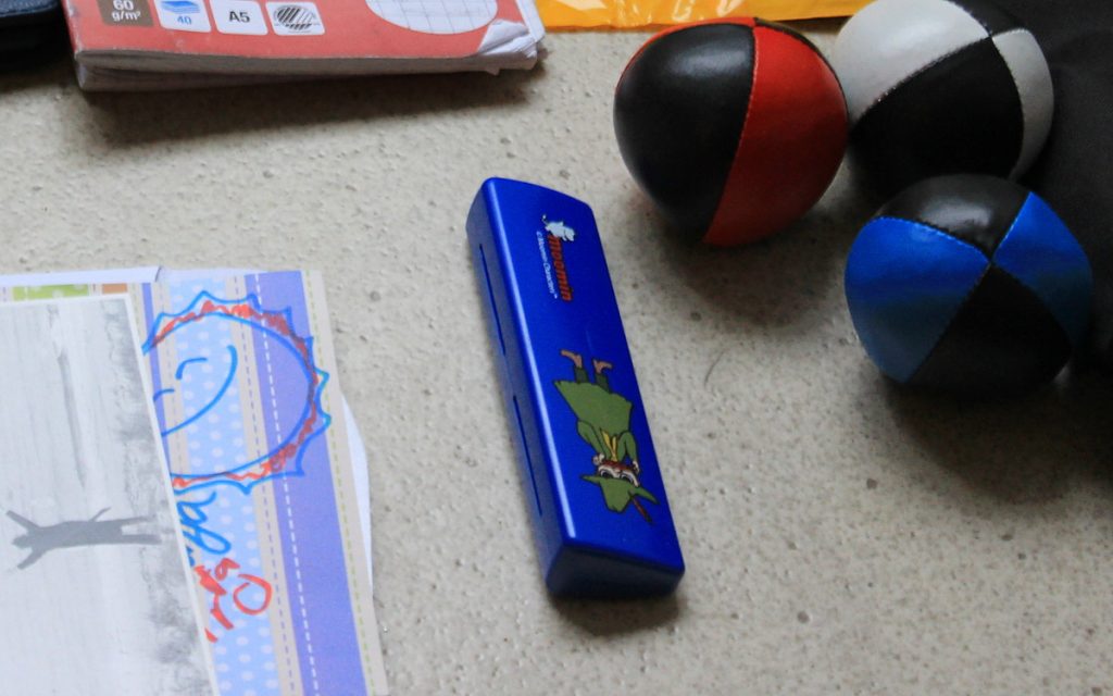 A Moomin Snufkin toy harmonica.
