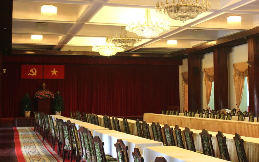 A meeting hall in the Reunification Palace of Saigon.