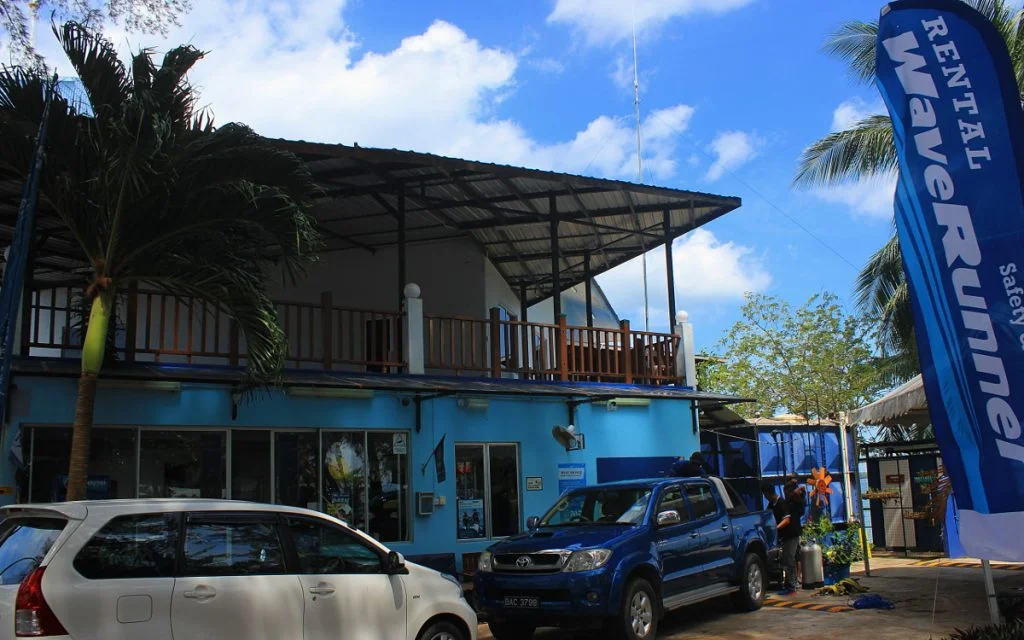 The Poni Divers building at Serasa Beach, Brunei.