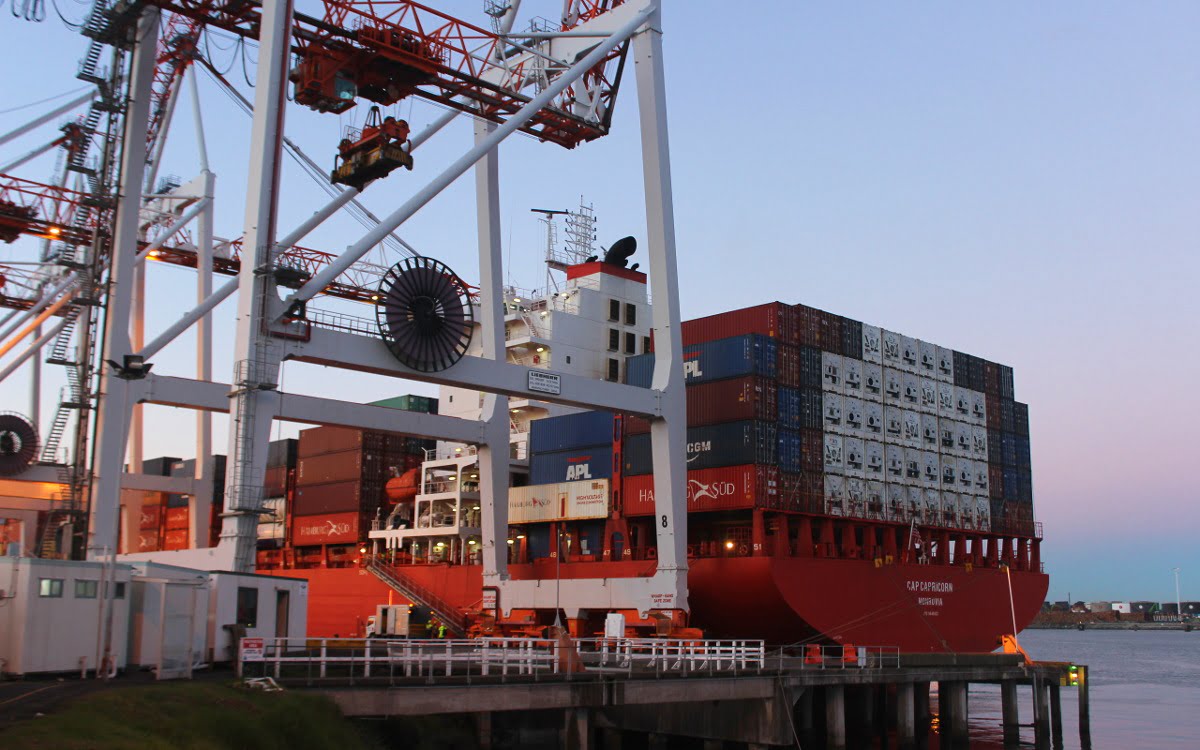 cargo ship travel south pacific