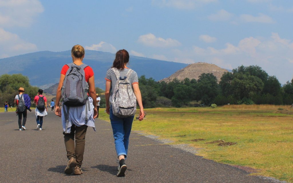 Walking on a day trip to Teotihuacan.