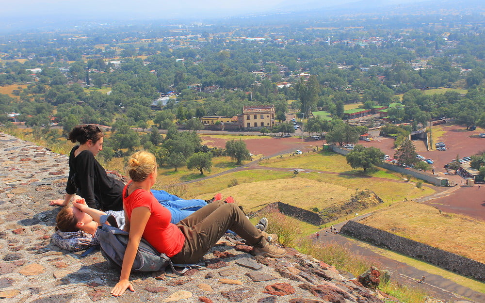 Resting at the top of the Pyramid of the Sun.