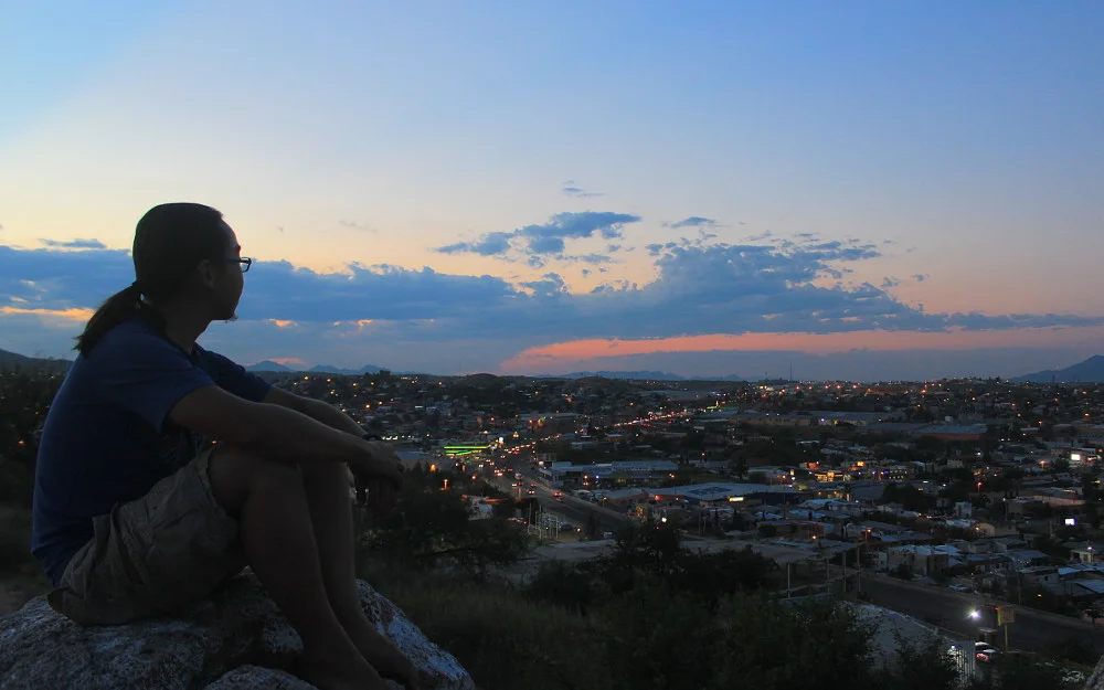 A sunset view from Nogales to the United States.