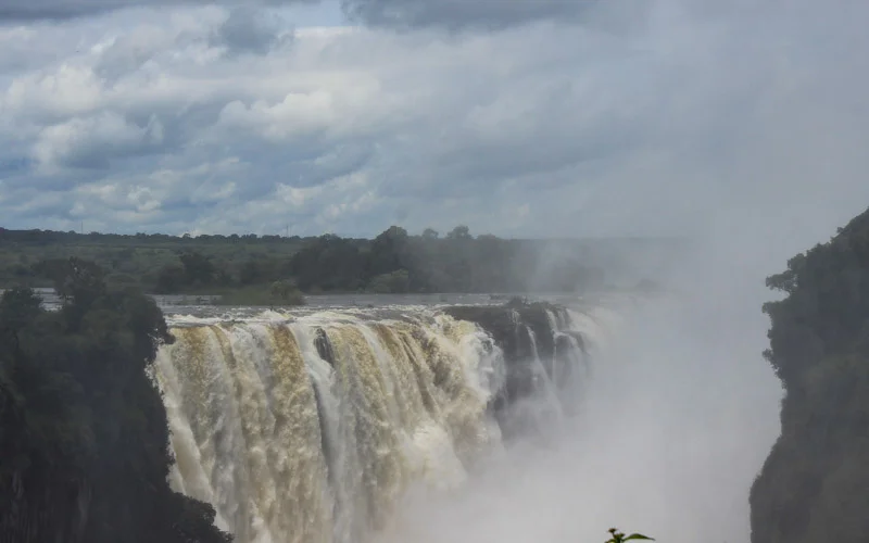 Victoria Falls during the rain season in February from ZImbabwean side.