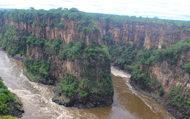 Lookout Café Victoria Falls view to Zambezi River Gorges