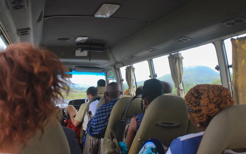 Tourist shuttle bus from Arusha to Nairobi.