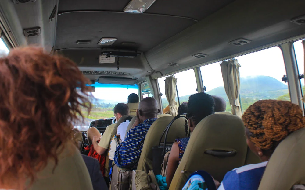 A shuttle bus from Arusha to Nairobi. Traveling through Africa on buses and trains (public transport).