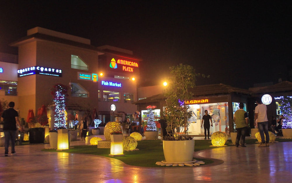 American Plaza in Sheikh Zayeed City at night..