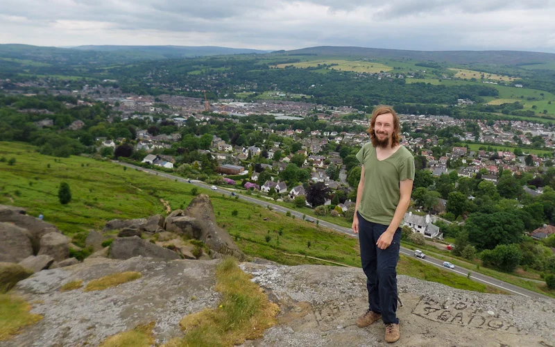 View from top of the Cow and the Calf rocks in Ilkley Moor, England. Arimo Koo travel blog.