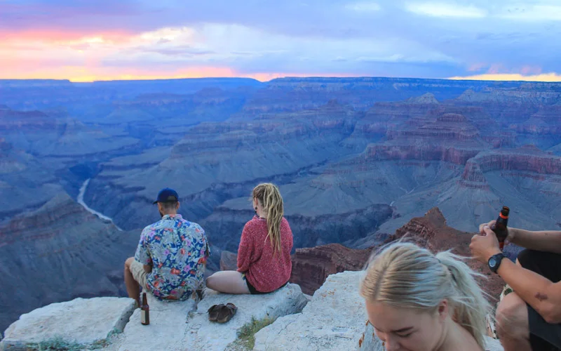 Watc;hing the sunset on the edge of Grand Canyon