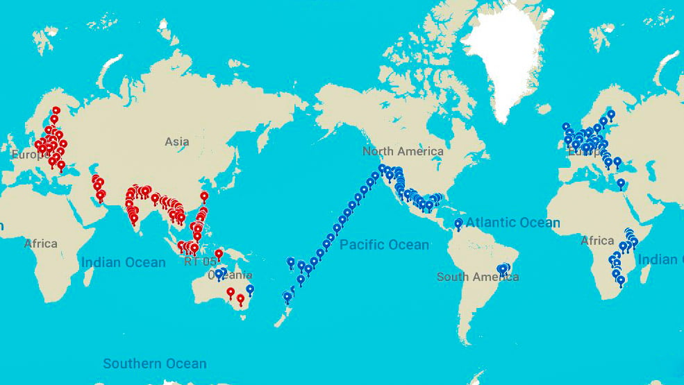 My full route around the world (May 14, 2016 – July 1, 2018)