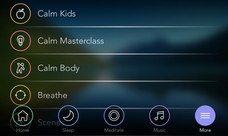 Calm Kids, Calm Masterclass, Calm Body and other features of Calm app.