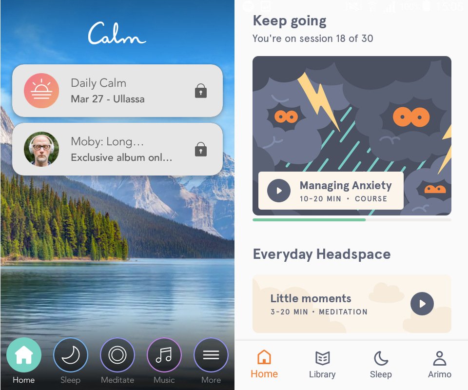 A comparsion between Headspace vs Calm to popular mindfulness meditation apps.