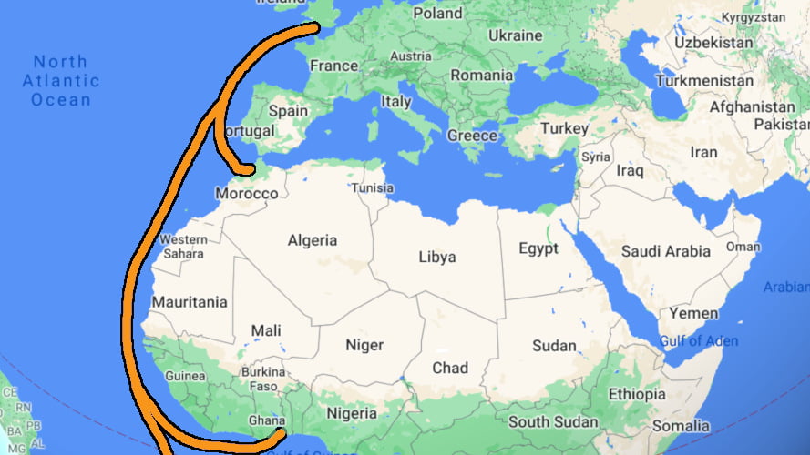 Traveling Europe to Africa on a freighter