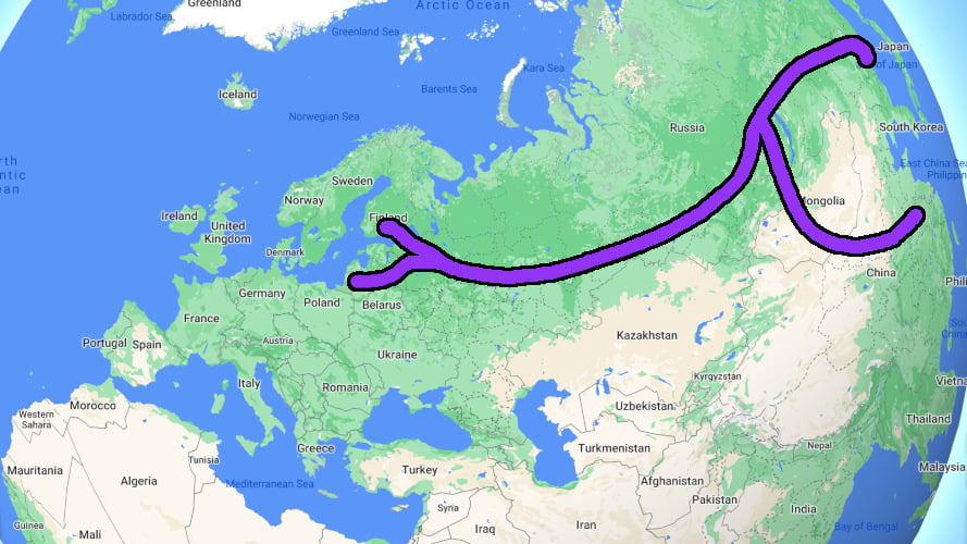 Transsiberian and Transmongolian Railways to Asia