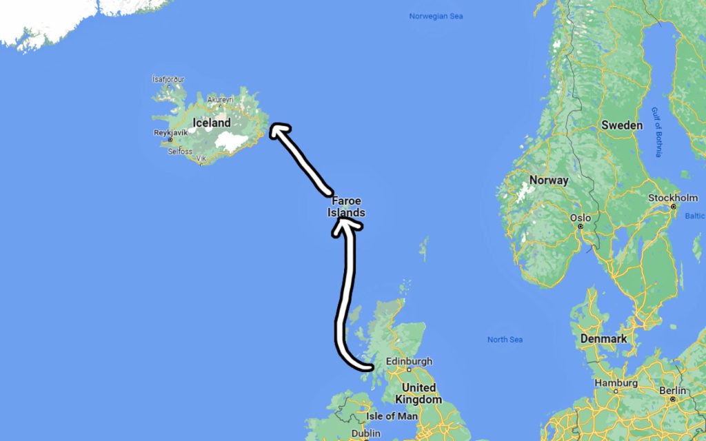 Sailboat route from Scotland to Iceland via Faroe Islands