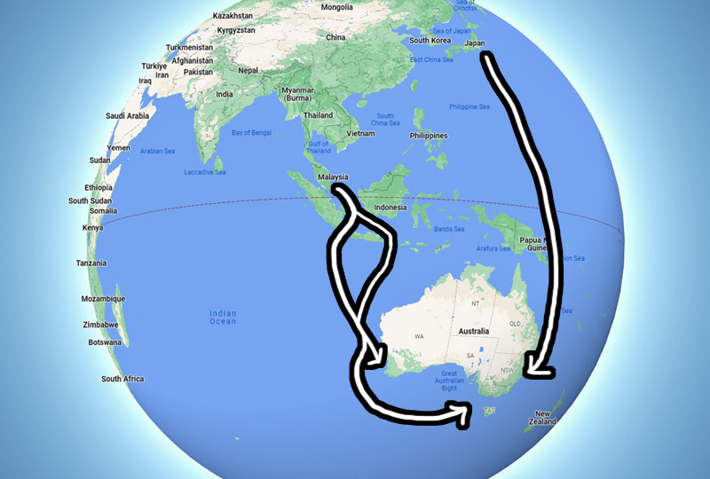 How to travel from Asia to Australia without flying