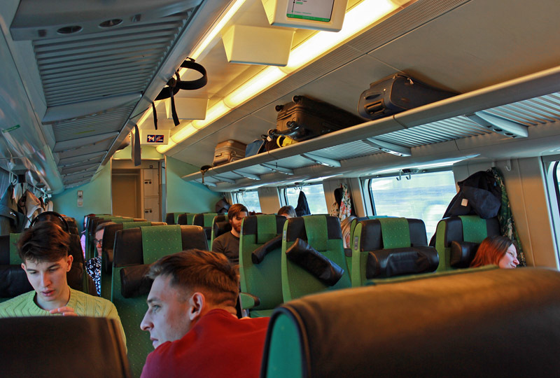 Services on a train in Finland. London to Lapland by train