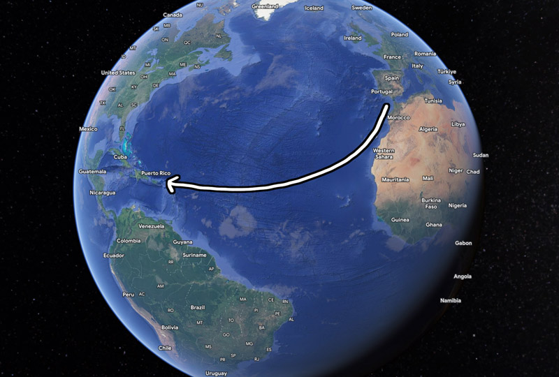 How long does it take to sail across the Atlantic from Europe to America