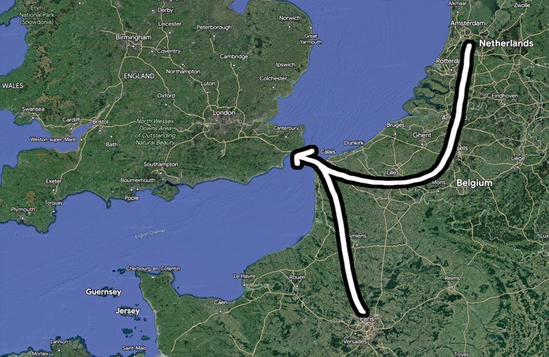 Chunnel train routes to England