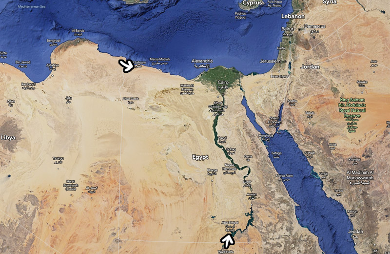 Overland routes to Egypt by car