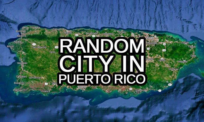 Random city in Puerto Rico generator with the map of Puerto Rico in the background