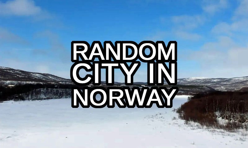 Random City in Norway text with the Tana border river in the background