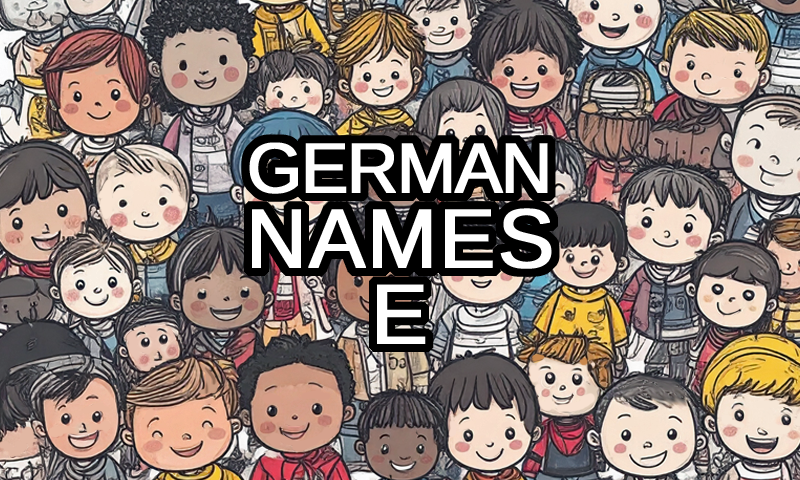 German names that start with E logo with a drawing of boys and girls from Germany in the background