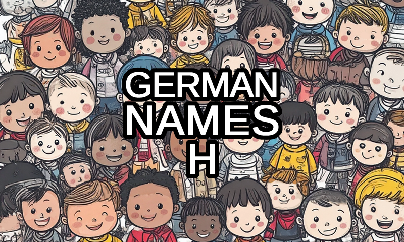 German names that start with H logo with a drawing of boys and girls from Germany in the background