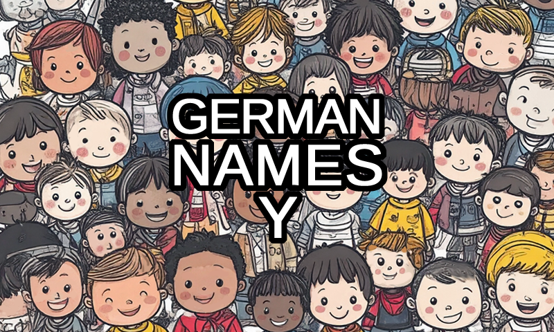 German names that start with Y logo with a drawing of boys and girls from Germany in the background