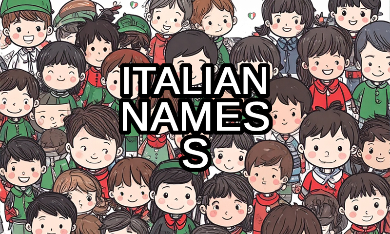 Italian names that start with S text with modern Italian boys and girls in the background