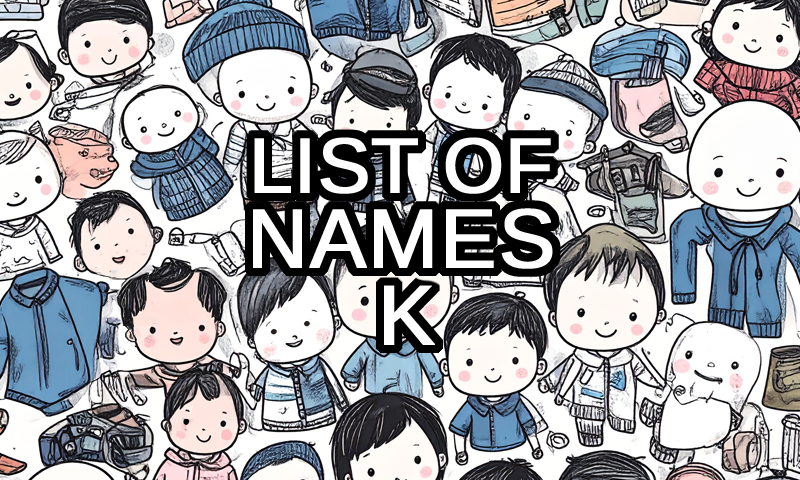 American names that start with K text with modern American boys and girls in the background