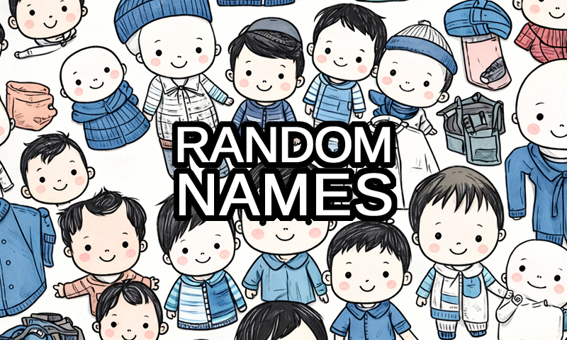 random names logo for random name generator with a background of boys and girls from different countries